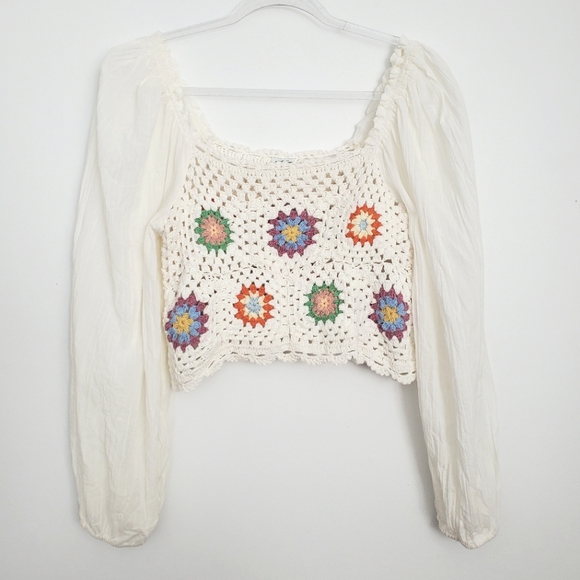 aerie Tops - Aerie Crochet Cotton Crop Top Size Large